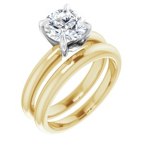 14K Yellow/White 7.4 mm Round Solitaire Engagement Ring Mounting