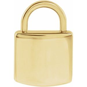 14K Yellow 12.02x8 mm Engravable Lock Pendant
