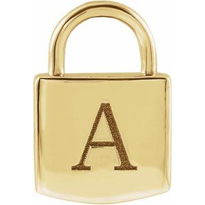 14K Yellow 12.02x8 mm Engravable Lock Pendant