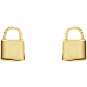 14K Yellow Petite Lock Earrings