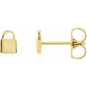 14K Yellow Petite Lock Earrings