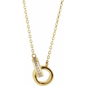 14K Yellow .08 CTW Natural Diamond Interlocking Circle 18" Necklace