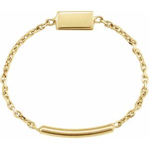 14K Yellow Bar Chain Ring Size 7