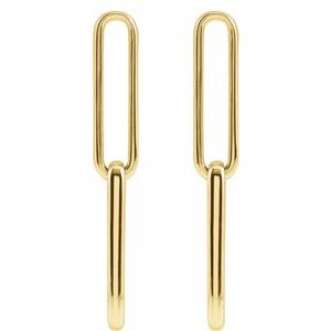 14K Yellow Elongated Flat Link Earrings