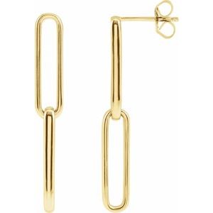 14K Yellow Elongated Flat Link Earrings