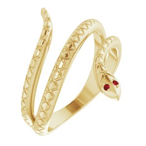 14K Yellow Natural Mozambique Garnet Snake Ring
