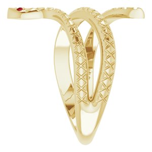 14K Yellow Natural Mozambique Garnet Snake Ring