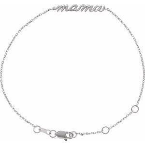 14K White Mama 6 1/2-7 1/2" Bracelet