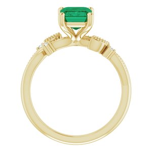 10K Yellow 8x6 mm Emerald Engagement Ring Mounting