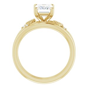 10K Yellow 8x6 mm Emerald Engagement Ring Mounting