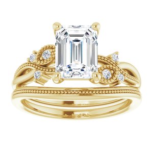 10K Yellow 8x6 mm Emerald Engagement Ring Mounting