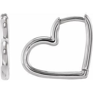 Platinum Hinged Heart Huggie Earrings